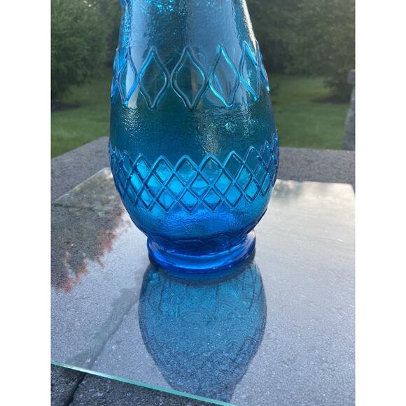 Vintage Vimax Aqua Blue Glass Vase Made In Italy 13” Tall With Original Sticker - Picture 5 of 10